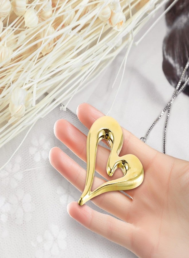 ROBOHOOK Heart Brooches for Women, Designer Heart Goldcute Brooch Gold for Women Fashion Jewelry Gifts Clothing Decoration Accessories(Gold, Silver) - Image 3
